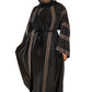 Full front Maroon and gold DMC work on black abaya