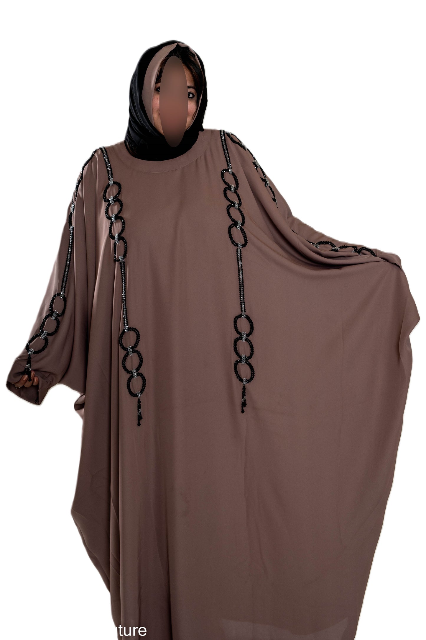 Elegant Pearls Embroidered Colour Abaya with High-Quality Materials for Special Occasions and Everyday Wear