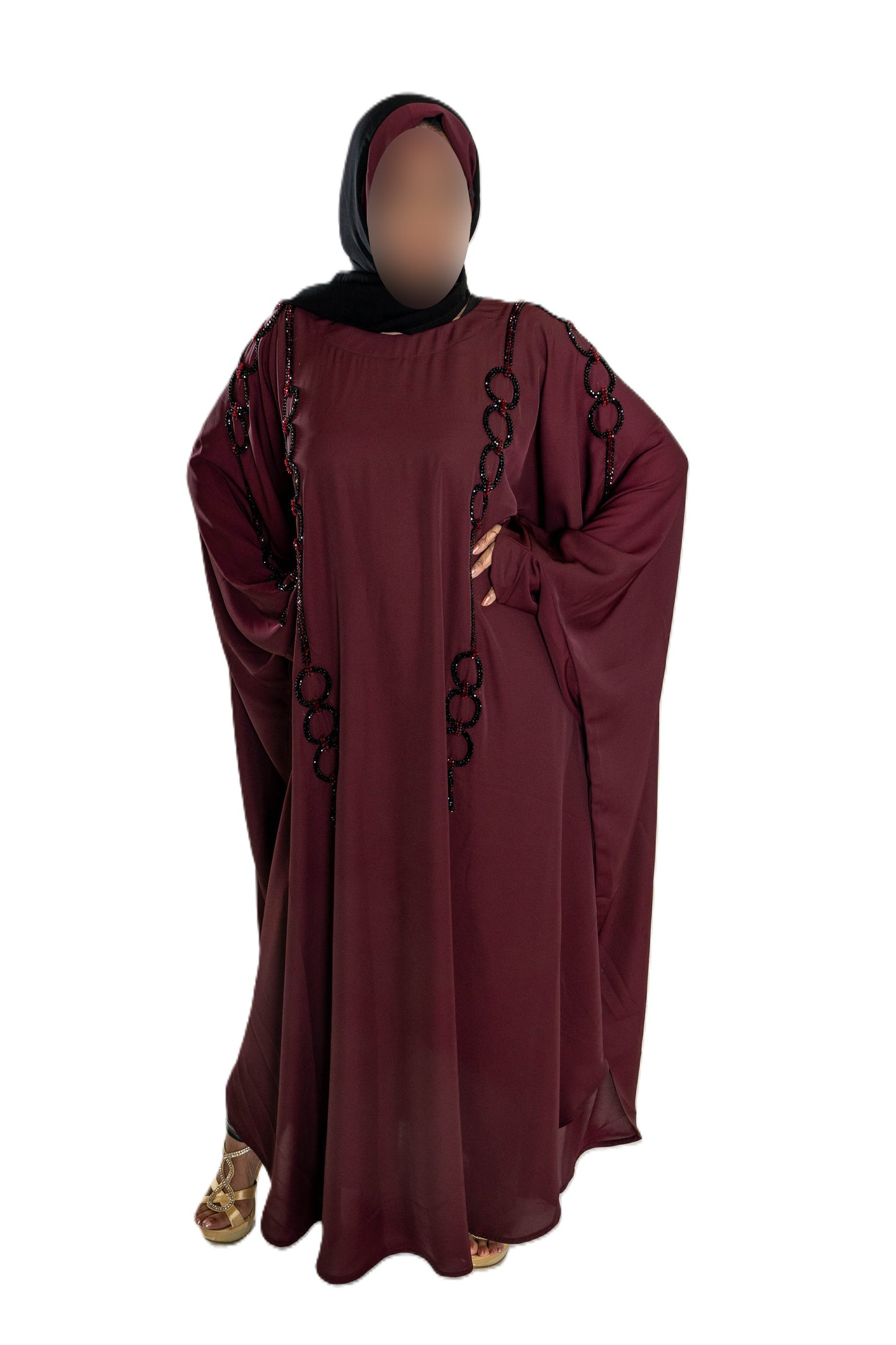 Elegant Pearls Embroidered Colour Abaya with High-Quality Materials for Special Occasions and Everyday Wear