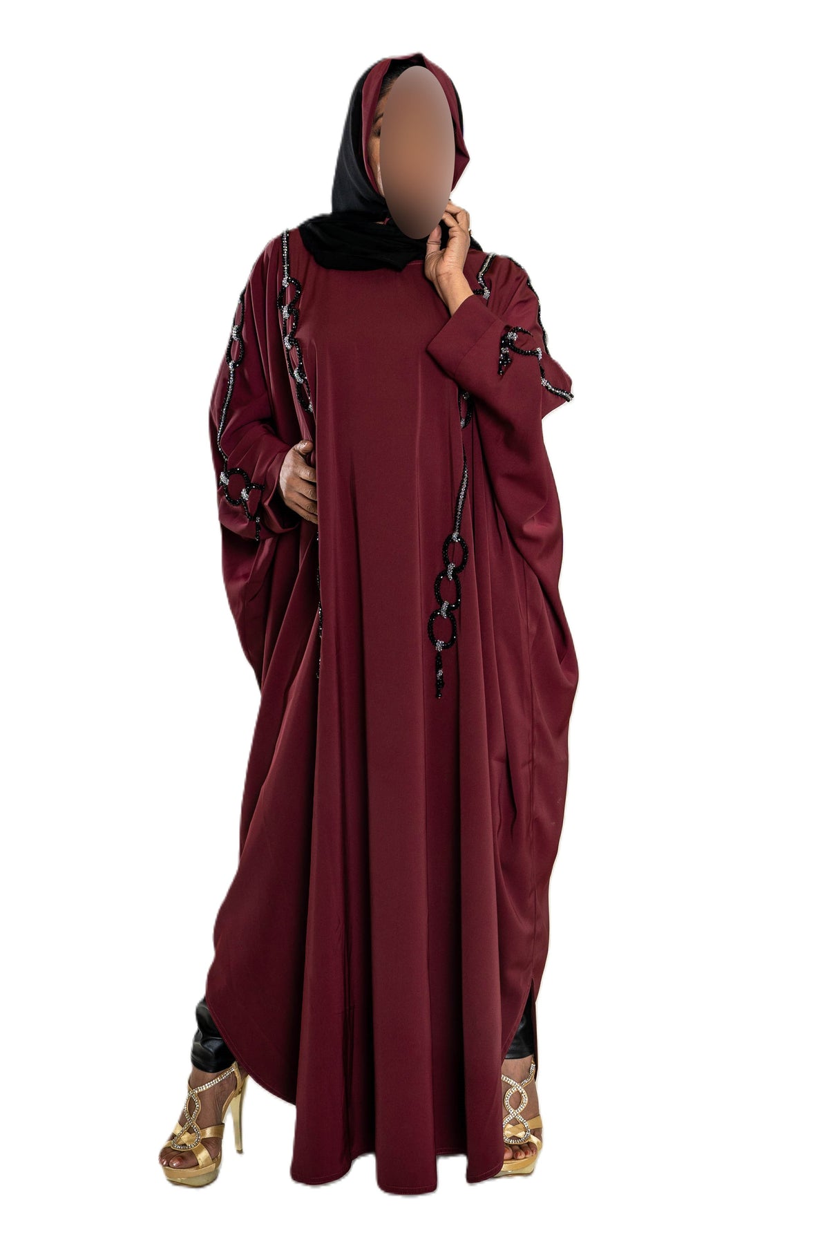 Multi Pearls Embroidered Colour Abaya with Elegant Style and Intricate Details for Formal Occasions
