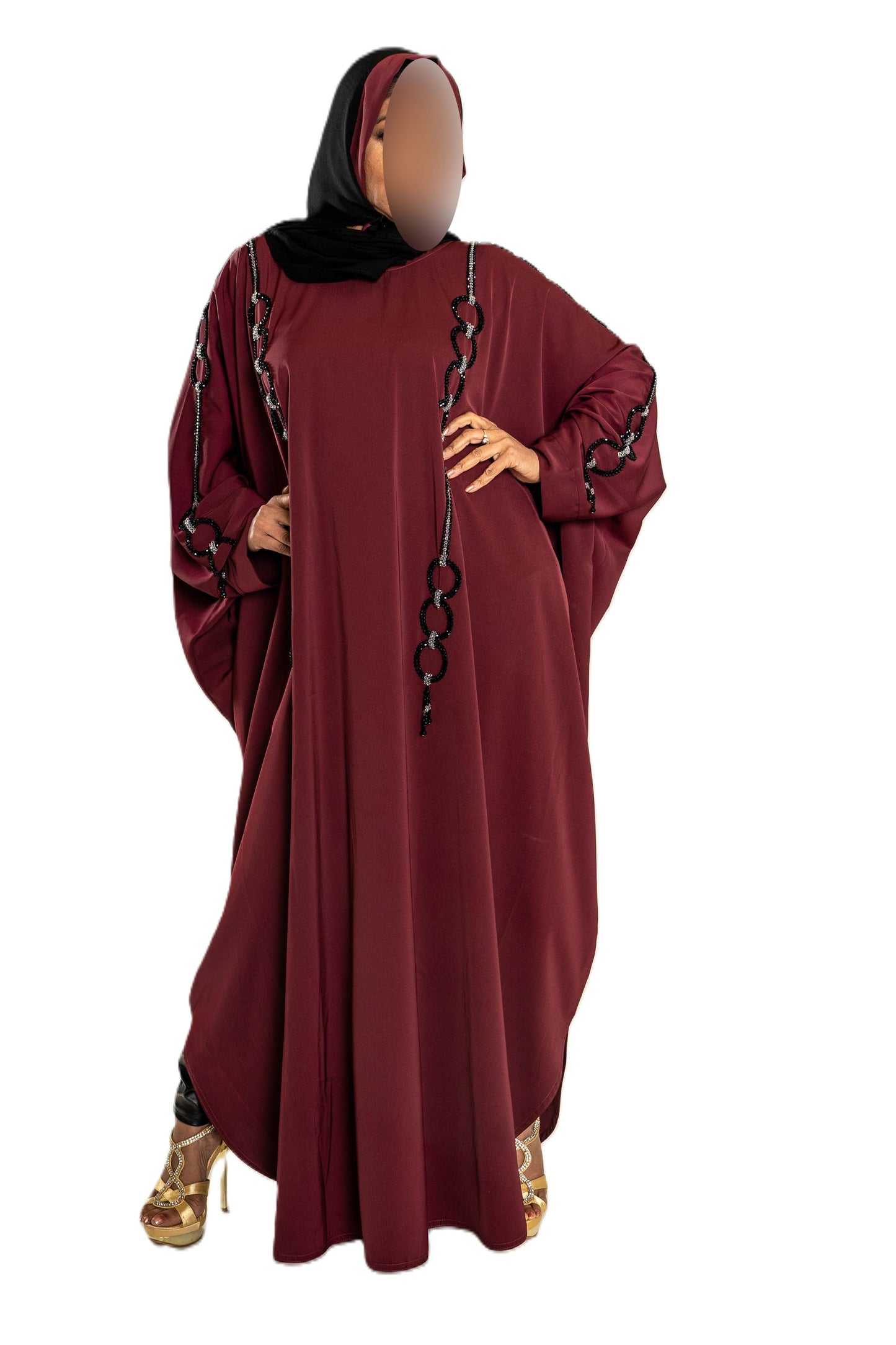 Multi Pearls Embroidered Colour Abaya with Elegant Style and Intricate Details for Formal Occasions
