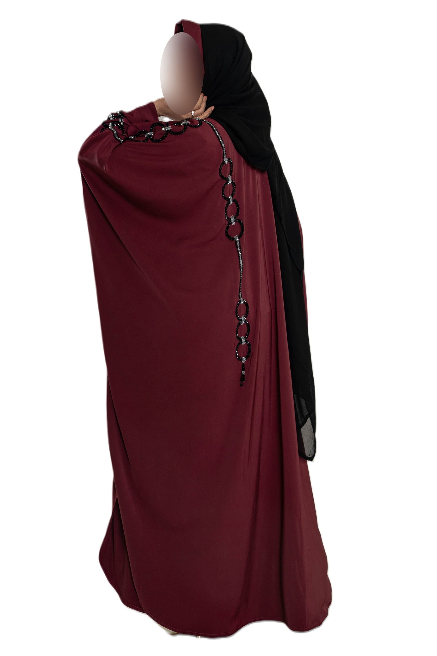 Multi Pearls Embroidered Colour Abaya with Elegant Style and Intricate Details for Formal Occasions