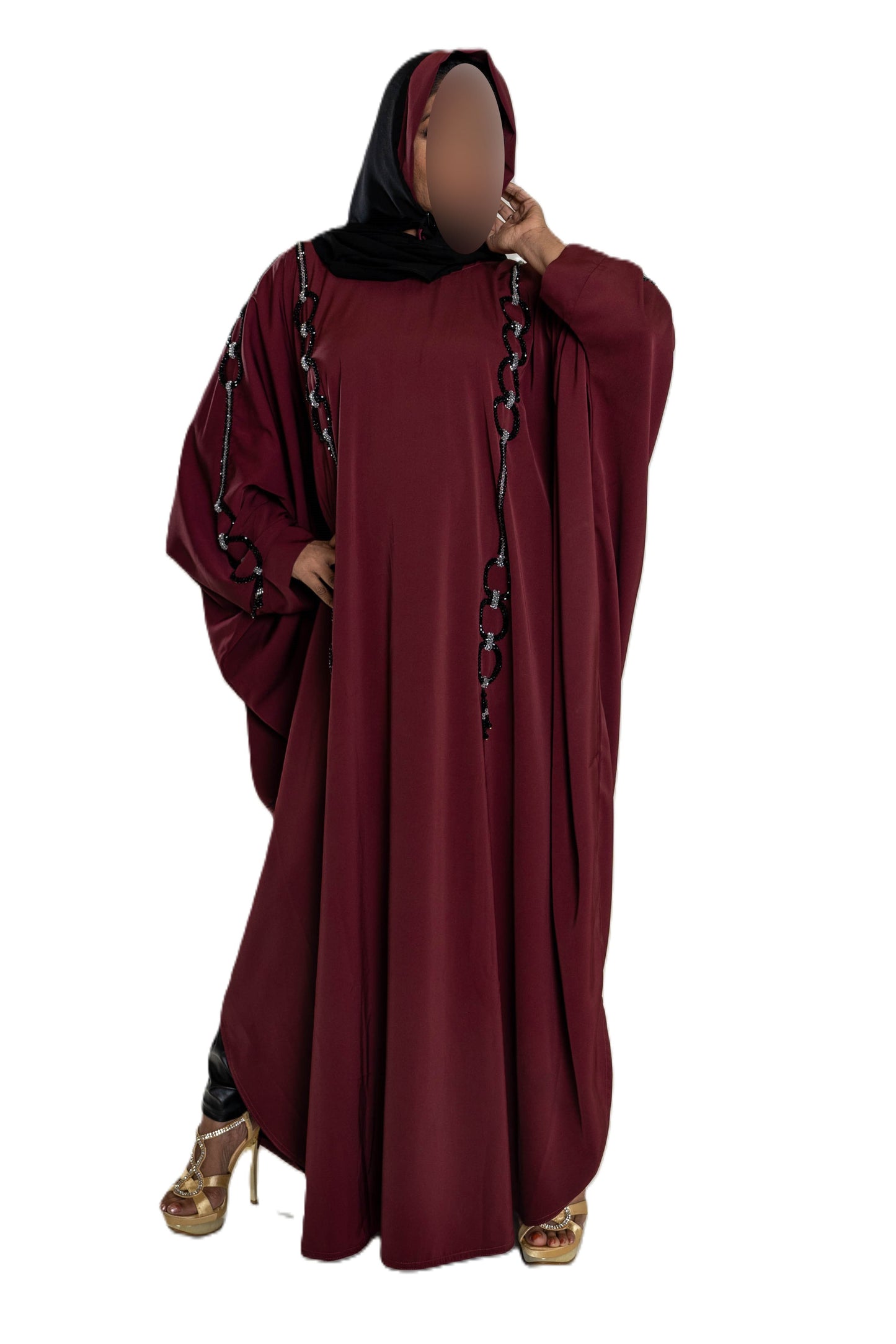 Multi Pearls Embroidered Colour Abaya with Elegant Style and Intricate Details for Formal Occasions