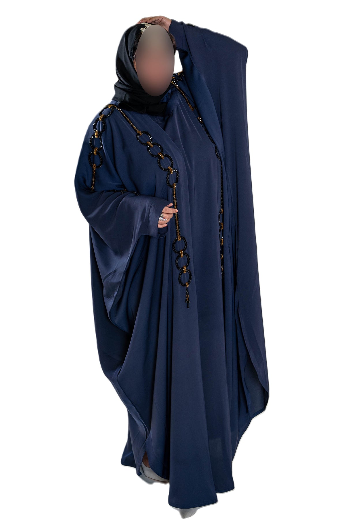 Multi Pearls Embroidered Colour Abaya with Elegant Style and Intricate Details for Formal Occasions