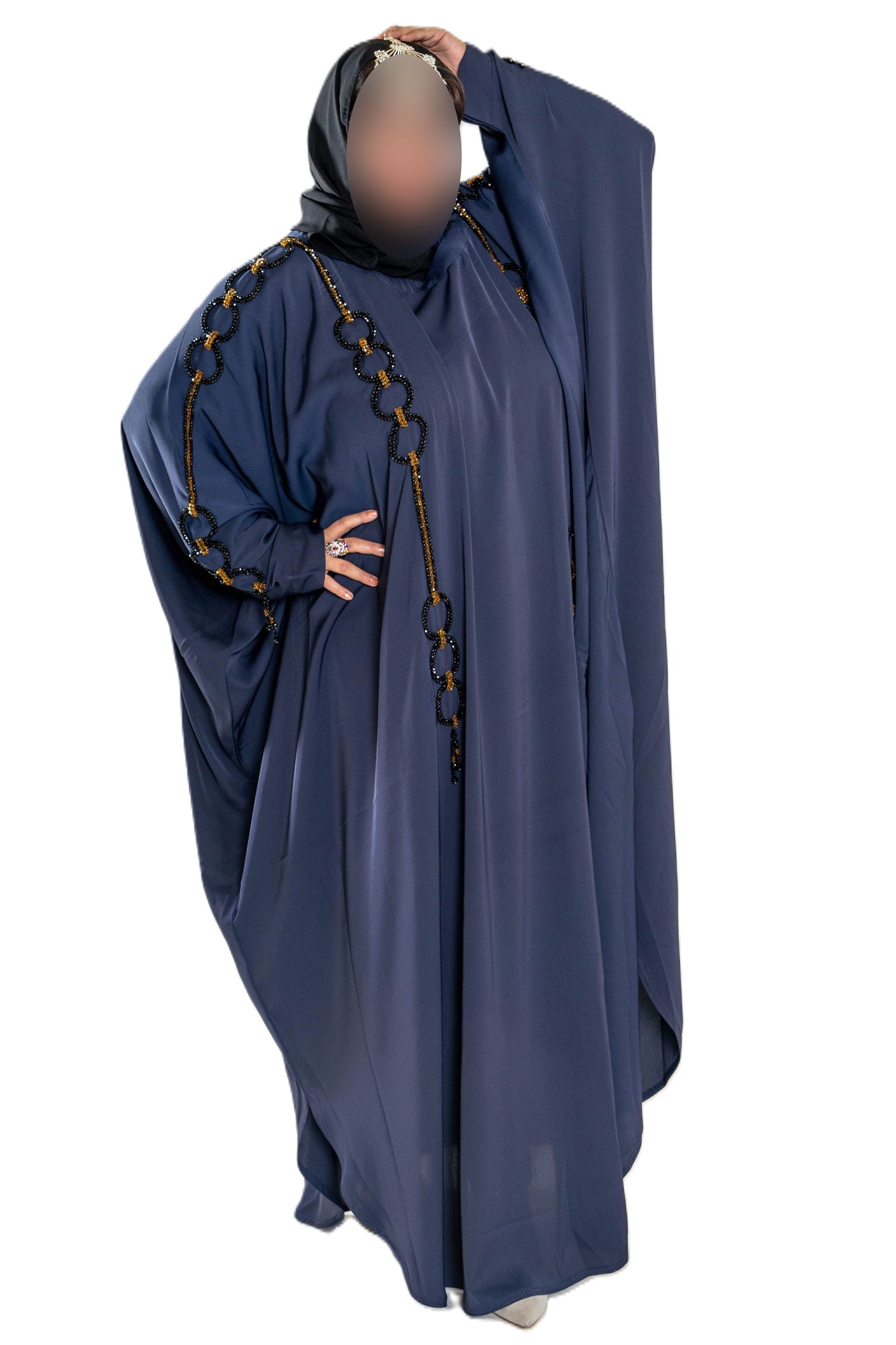 Multi Pearls Embroidered Colour Abaya with Elegant Style and Intricate Details for Formal Occasions