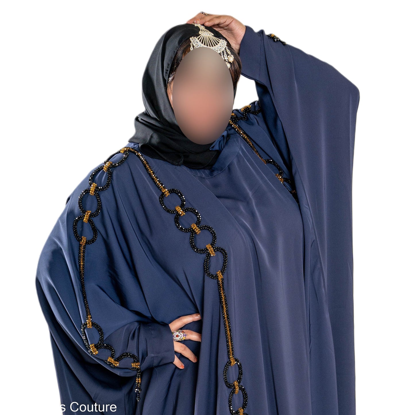 Multi Pearls Embroidered Colour Abaya with Elegant Style and Intricate Details for Formal Occasions