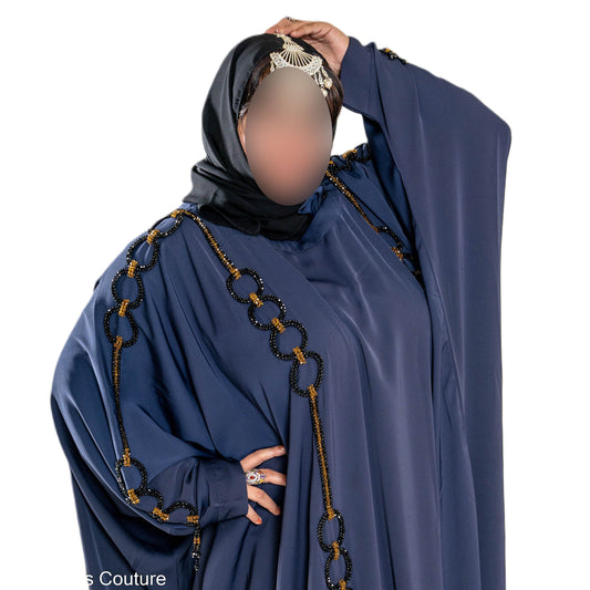 Multi Pearls Embroidered Colour Abaya with Elegant Style and Intricate Details for Formal Occasions