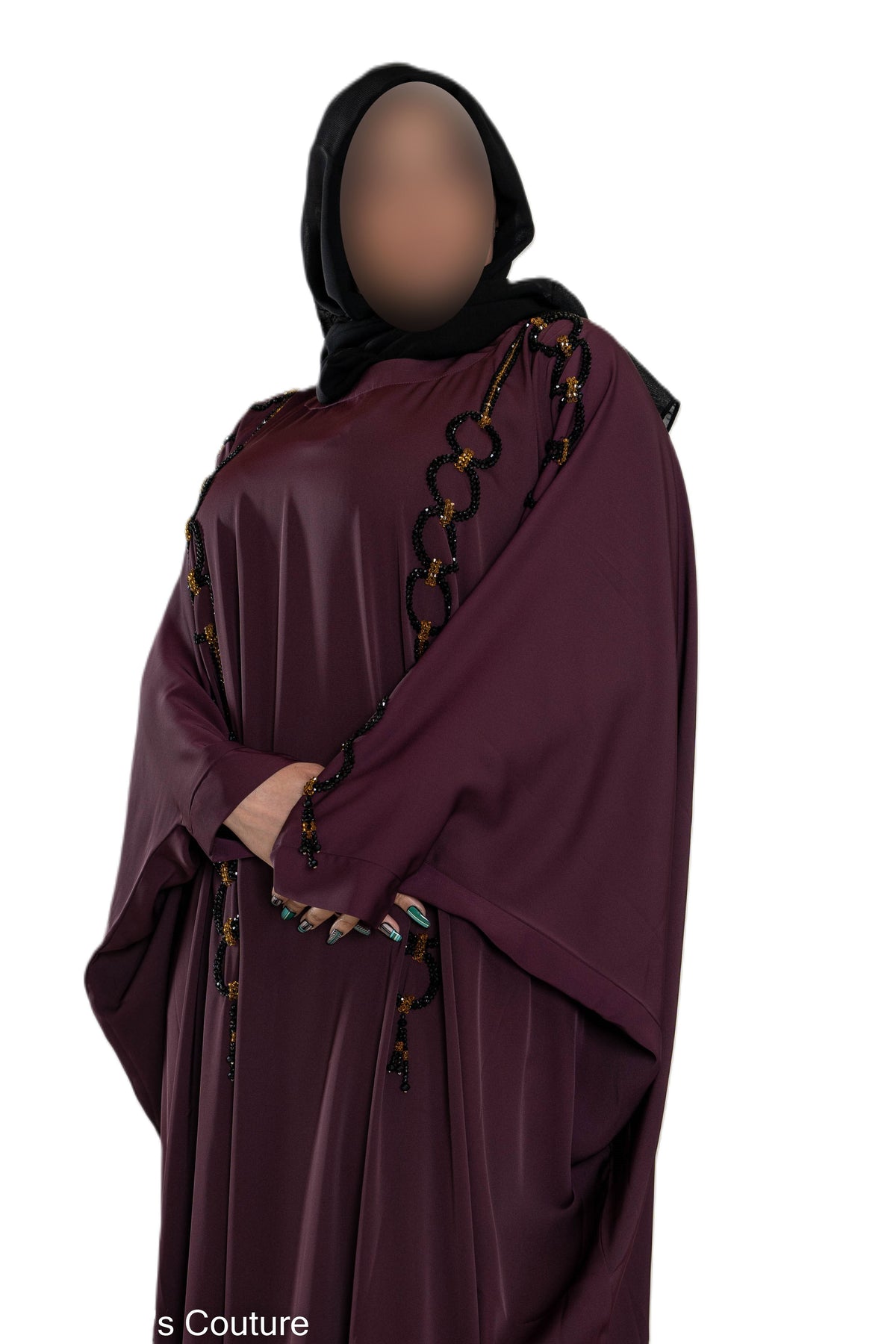 Multi Pearls Embroidered Colour Abaya with Elegant Style and Intricate Details for Formal Occasions