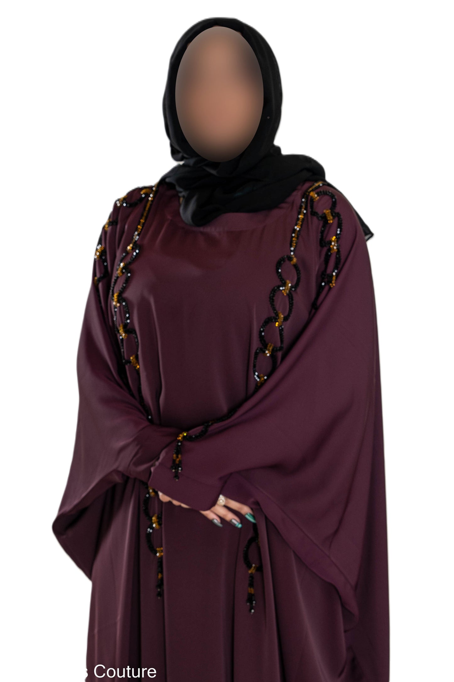 Multi Pearls Embroidered Colour Abaya with Elegant Style and Intricate Details for Formal Occasions