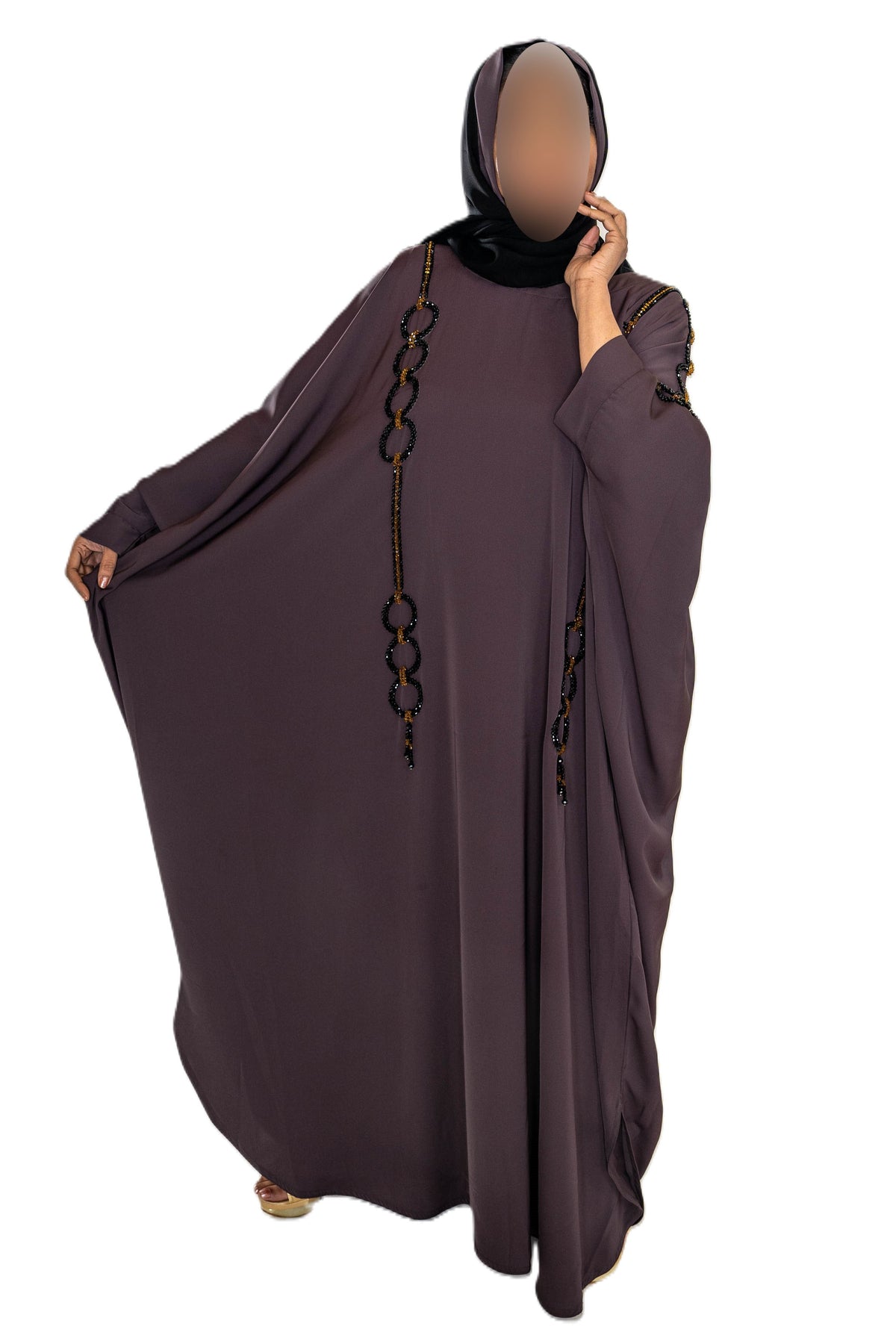 Multi Pearls Embroidered Colour Abaya with Elegant Style and Intricate Details for Formal Occasions