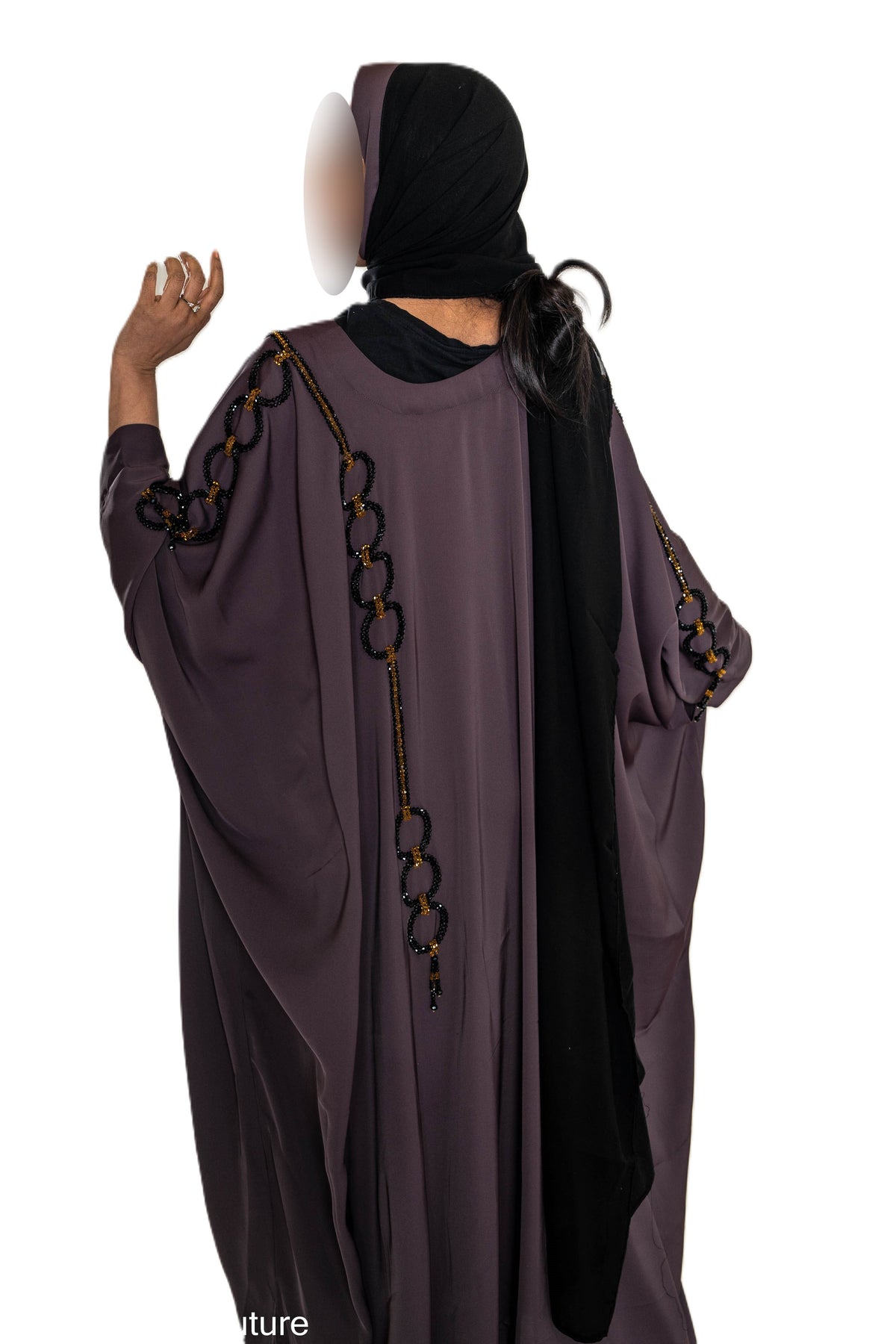 Multi Pearls Embroidered Colour Abaya with Elegant Style and Intricate Details for Formal Occasions