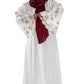 White Abaya with Embroidered Sleeves - High-Quality Fabric & Intricate Embroidery for Elegance and Sophistication ID