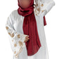White Abaya with Embroidered Sleeves - High-Quality Fabric & Intricate Embroidery for Elegance and Sophistication ID