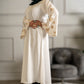 White Abaya with Embroidered Sleeves - High-Quality Fabric & Intricate Embroidery for Elegance and Sophistication ID
