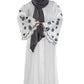 White Abaya with Embroidered Sleeves - High-Quality Fabric & Intricate Embroidery for Elegance and Sophistication ID