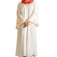 White Abaya with Embroidered Sleeves - High-Quality Fabric & Intricate Embroidery for Elegance and Sophistication ID