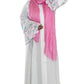 White Abaya with Embroidered Sleeves - High-Quality Fabric & Intricate Embroidery for Elegance and Sophistication ID