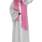 White Abaya with Embroidered Sleeves - High-Quality Fabric & Intricate Embroidery for Elegance and Sophistication ID
