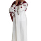 White Abaya with Embroidered Sleeves - High-Quality Fabric & Intricate Embroidery for Elegance and Sophistication ID