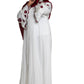 White Abaya with Embroidered Sleeves - High-Quality Fabric & Intricate Embroidery for Elegance and Sophistication ID