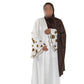 White Abaya with Embroidered Sleeves - High-Quality Fabric & Intricate Embroidery for Elegance and Sophistication ID