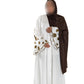 White Abaya with Embroidered Sleeves - High-Quality Fabric & Intricate Embroidery for Elegance and Sophistication ID