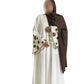 White Abaya with Embroidered Sleeves - High-Quality Fabric & Intricate Embroidery for Elegance and Sophistication ID