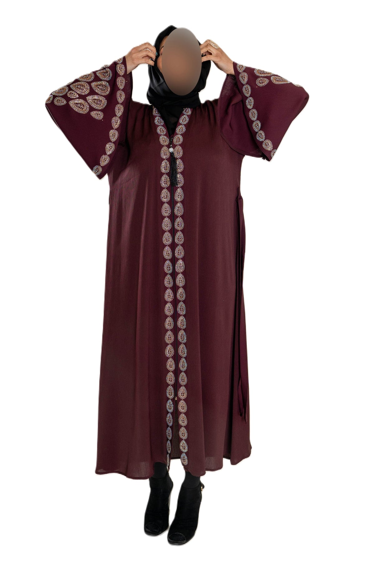 oloured DMC Sleeves Abaya with Vibrant Fabric for Ultimate Comfort and Unique Style