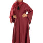 V Neck Abaya with Tassel in Olive Green - Elegant Long Sleeve Dress for Women