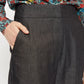 Louche Elina Chambray Straight Cut Trouser In Black