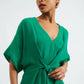 Elody Double Gauze Tie Waist Midi Dress - Green