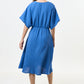 Elody Double Gauze Tie Waist Midi Dress - Blue