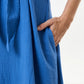 Elody Double Gauze Tie Waist Midi Dress - Blue