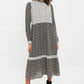 Louche Elsie Flower Spot Print Mix And Match Long Sleeve Tie Midi Dress