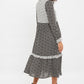Louche Elsie Flower Spot Print Mix And Match Long Sleeve Tie Midi Dress