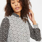 Louche Elsie Flower Spot Print Mix And Match Long Sleeve Tie Midi Dress
