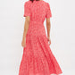 Louche Emin Gingham Twist Print Tiered Short Sleeve Midi Dress