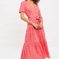 Louche Emin Gingham Twist Print Tiered Short Sleeve Midi Dress