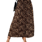 Perfee Pleated Leopard Maxi Skirt