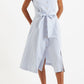 Fleur Sail Stripe Midi Shirt Dress Blue