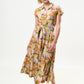Fleur Oriental Landscape Print Midi Shirtdress - Yellow