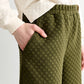 Flory Scallop Quilt Wide Leg Trouser - Moss Green