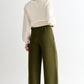 Flory Scallop Quilt Wide Leg Trouser - Moss Green