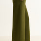 Flory Scallop Quilt Wide Leg Trouser - Moss Green