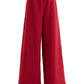 Flory Scallop Quilt Wide Leg Trouser - Wine Red