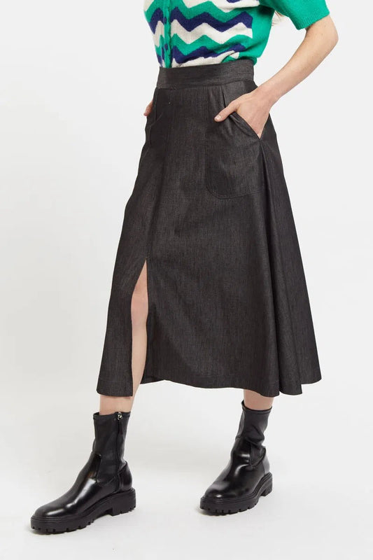 Louche Francoise Chambray Midi Skirt