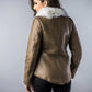Taupe Merino Shearling Jacket with Arctic Fox Fur Collar