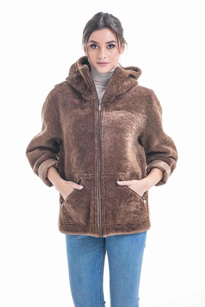 Taupe Nappa Lambskin Reversible Shearling Jacket