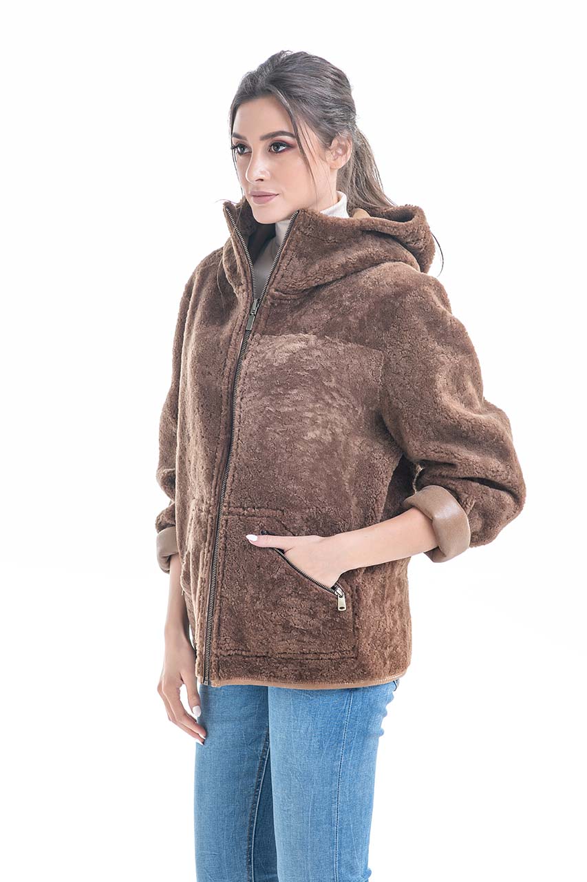 Taupe Nappa Lambskin Reversible Shearling Jacket