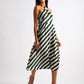 Geri Diagonal Lines Print Halter Midi Dress - Green